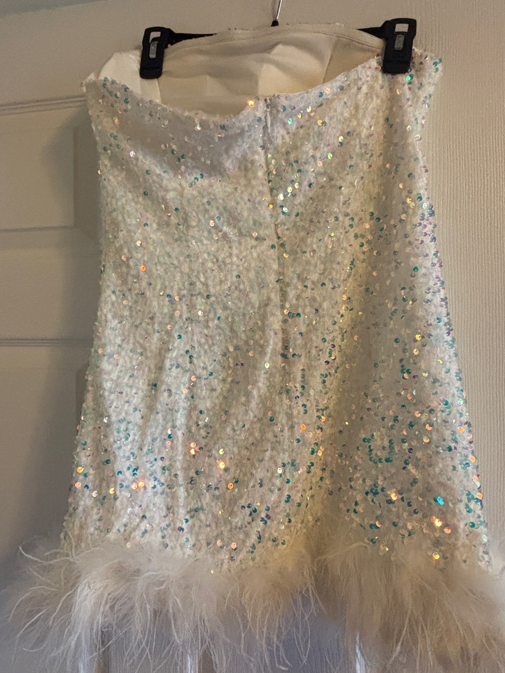 12th Tribe White Sequin Strapless Bachelorette Dress - Picture 4 of 5